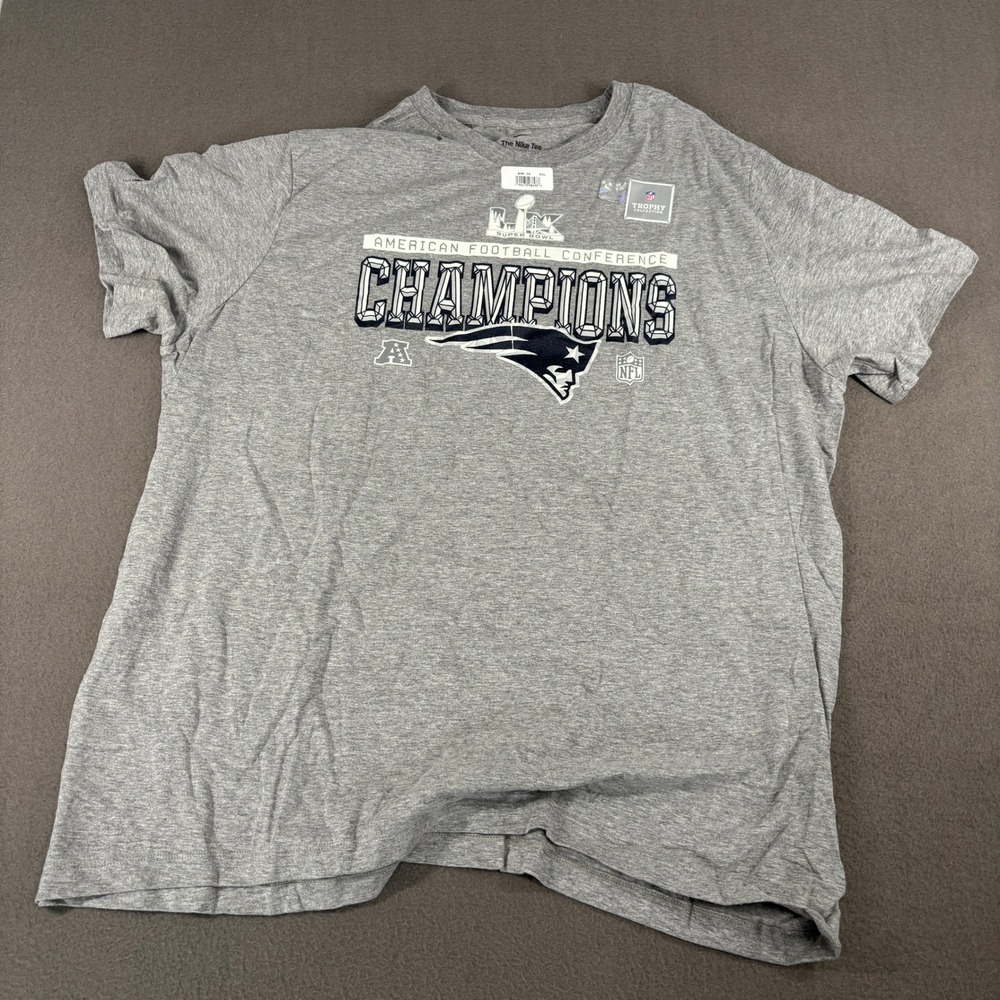 Nike New England Patriots AFC Champions T-Shirt Mens XXL Gray Super Bowl LIII